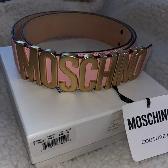 Brand New Women’s Moschino Belt Color Rose Size 42 Moschino Leather 42 Size Belts for Women for sale | eBay main image 2